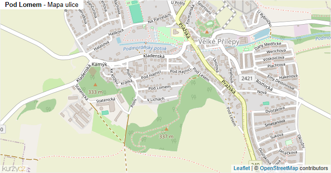 Pod Lomem - mapa ulice