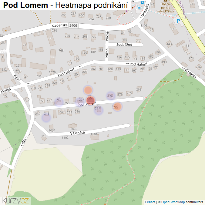 Mapa Pod Lomem - Firmy v ulici.