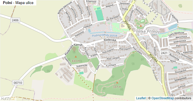 Polní - mapa ulice