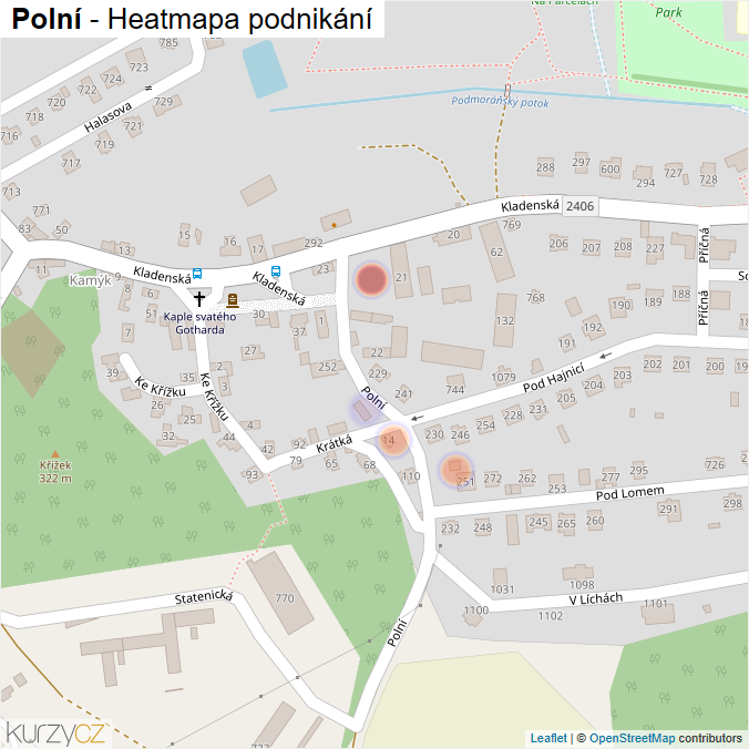 Mapa Polní - Firmy v ulici.