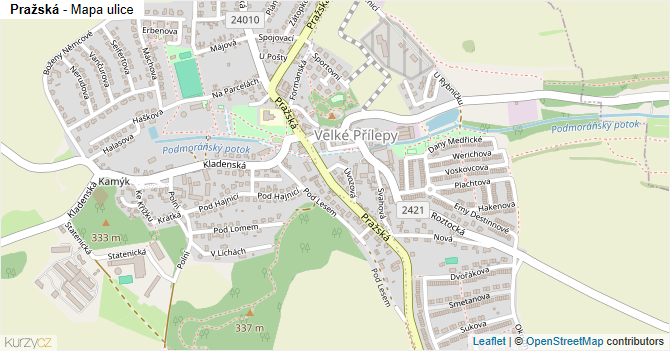 Pražská - mapa ulice