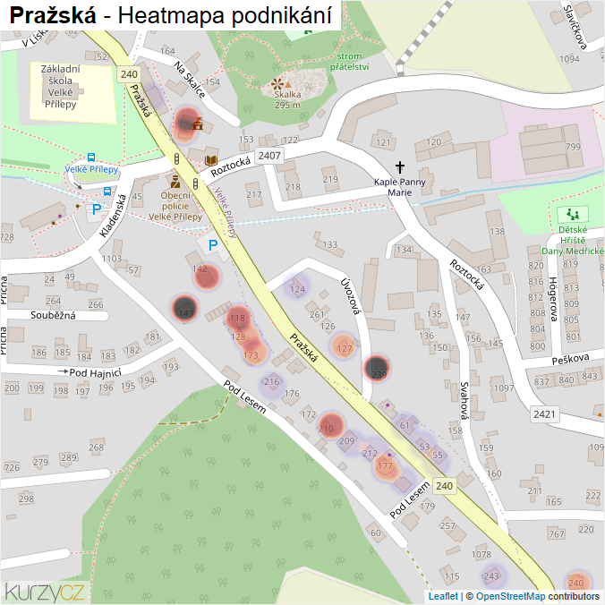 Mapa Pražská - Firmy v ulici.