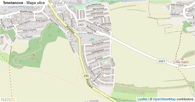 Smetanova - mapa ulice