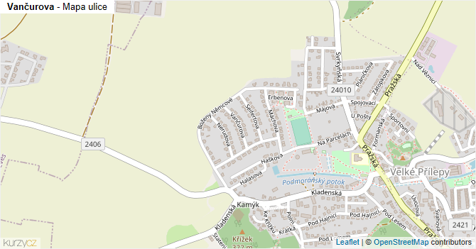 Vančurova - mapa ulice