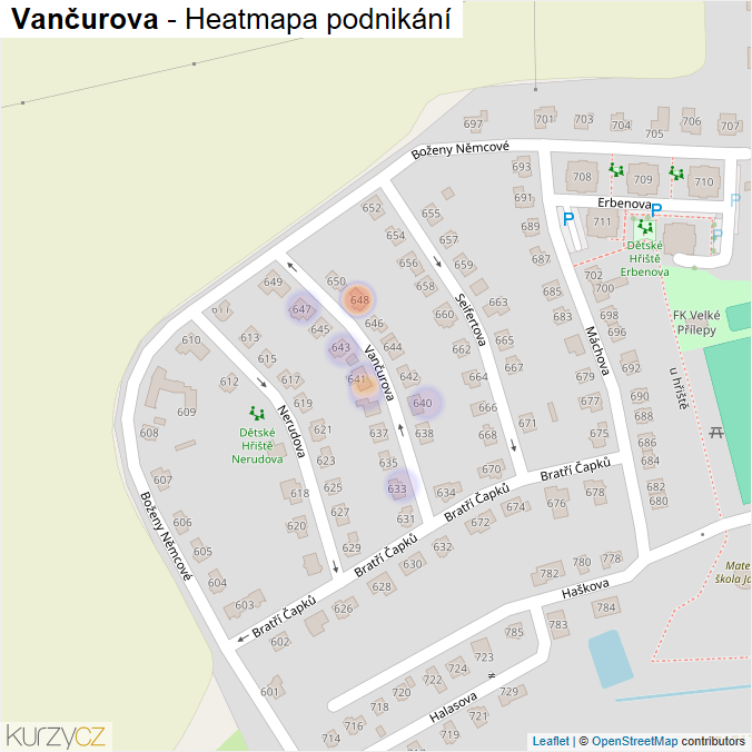 Mapa Vančurova - Firmy v ulici.