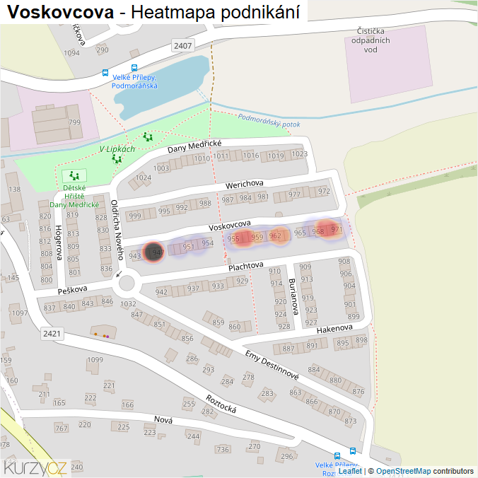 Mapa Voskovcova - Firmy v ulici.