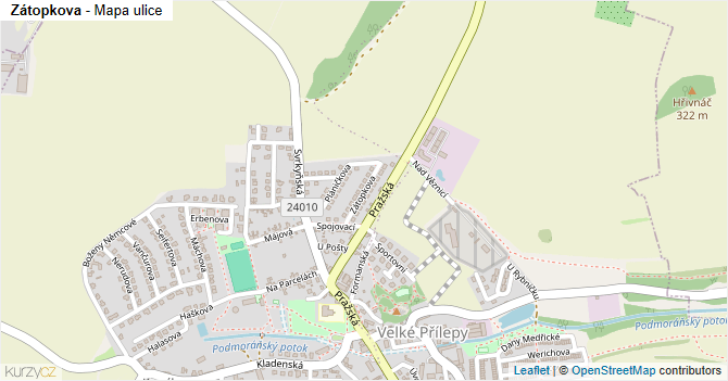 Zátopkova - mapa ulice