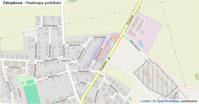 Zátopkova - mapa podnikání