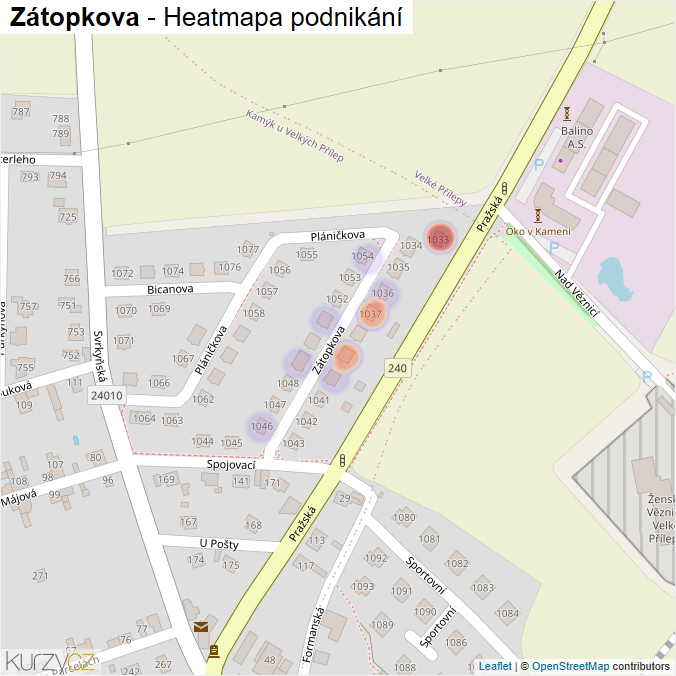 Mapa Zátopkova - Firmy v ulici.