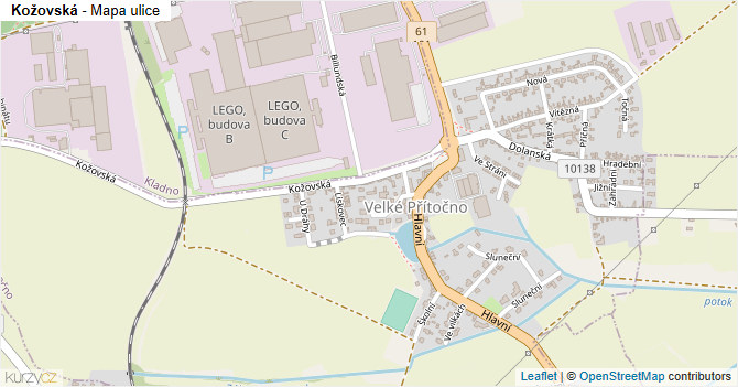 Kožovská - mapa ulice