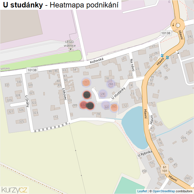 Mapa U studánky - Firmy v ulici.