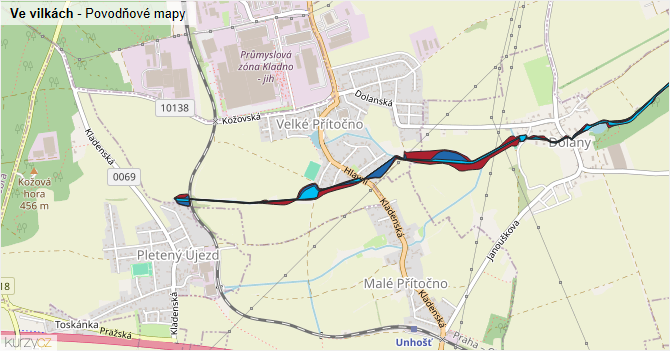 Ve vilkách - záplavové mapy stoleté vody