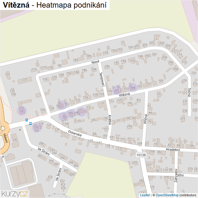 Mapa Vítězná - Firmy v ulici.