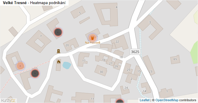 Velké Tresné - mapa podnikání
