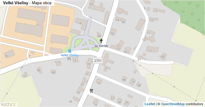 Velké Všelisy - mapa obce