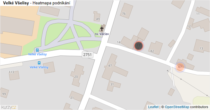 Velké Všelisy - mapa podnikání