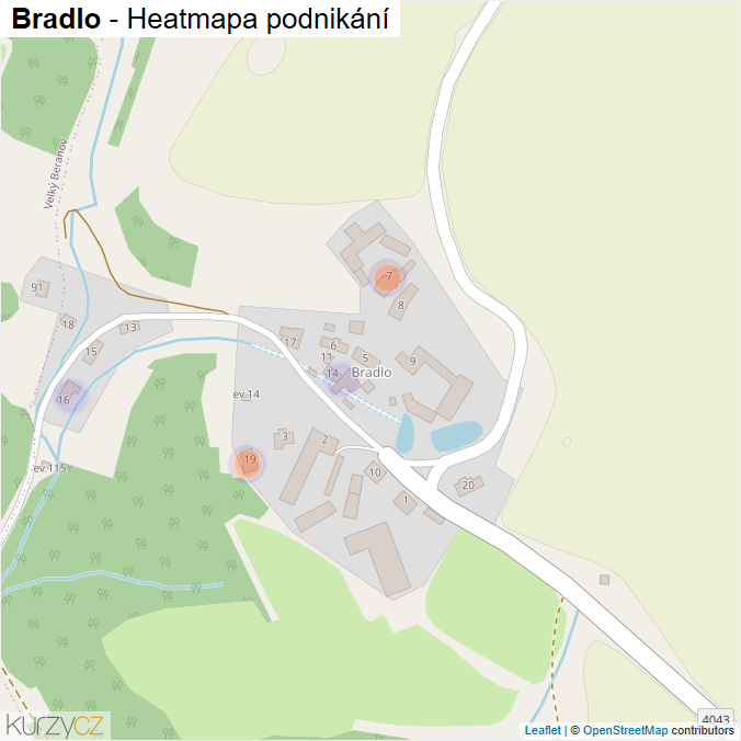Mapa Bradlo - Firmy v části obce.