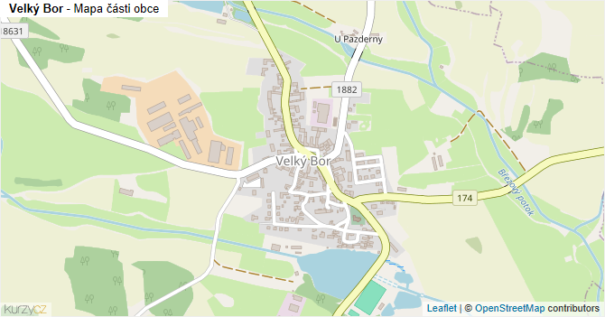 Velký Bor - mapa části obce