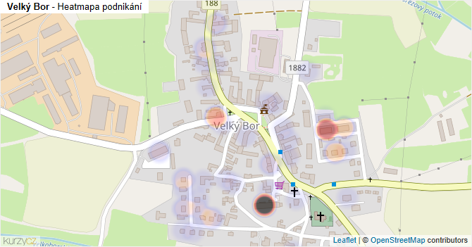 Velký Bor - mapa podnikání
