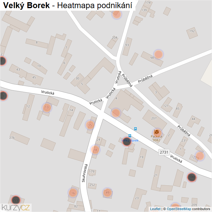 Mapa Velký Borek - Firmy v obci.