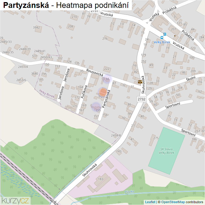 Mapa Partyzánská - Firmy v ulici.