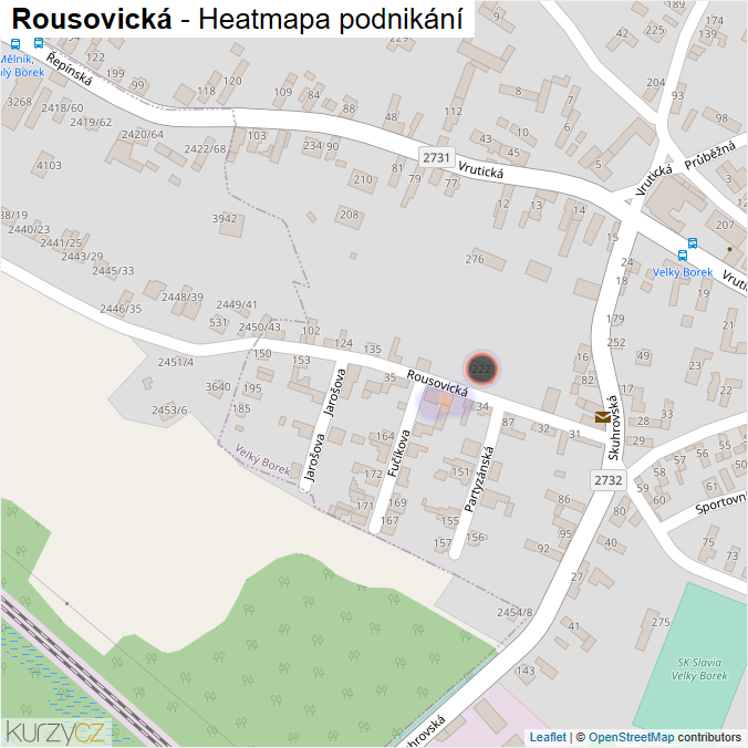 Mapa Rousovická - Firmy v ulici.