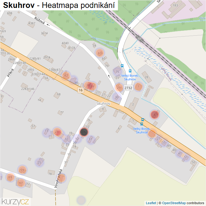 Mapa Skuhrov - Firmy v části obce.
