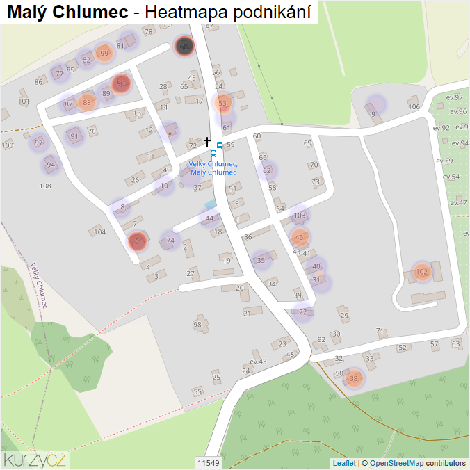 Mapa Malý Chlumec - Firmy v části obce.
