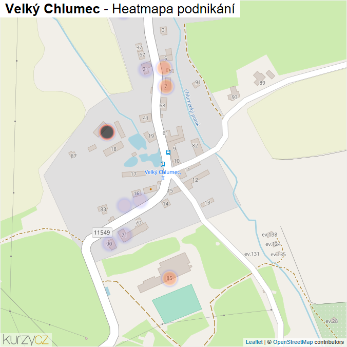 Mapa Velký Chlumec - Firmy v části obce.