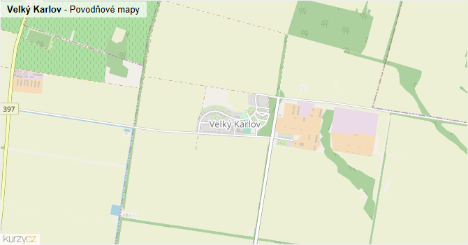 Velký Karlov - záplavové mapy stoleté vody
