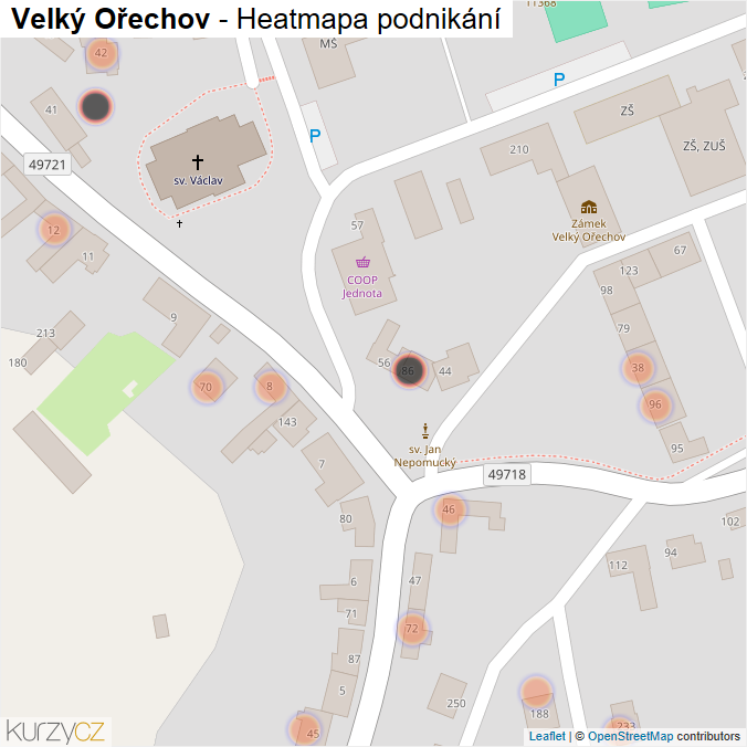 Mapa Velký Ořechov - Firmy v obci.