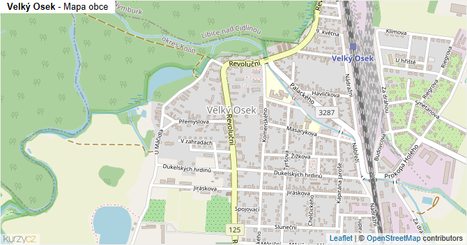 Velký Osek - mapa obce