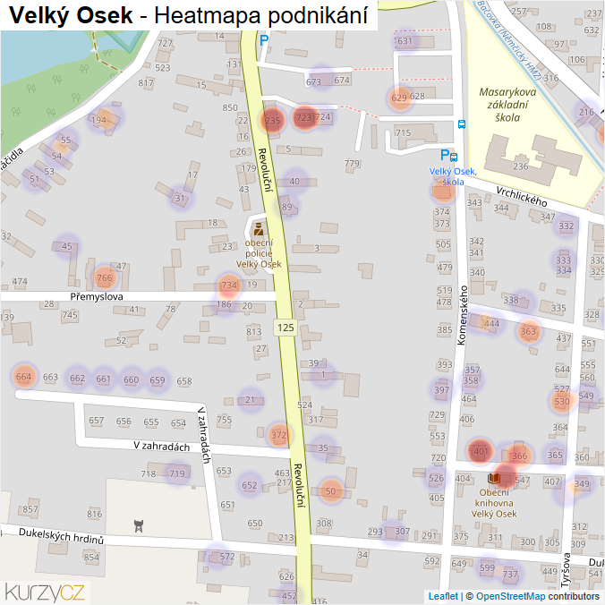 Mapa Velký Osek - Firmy v obci.