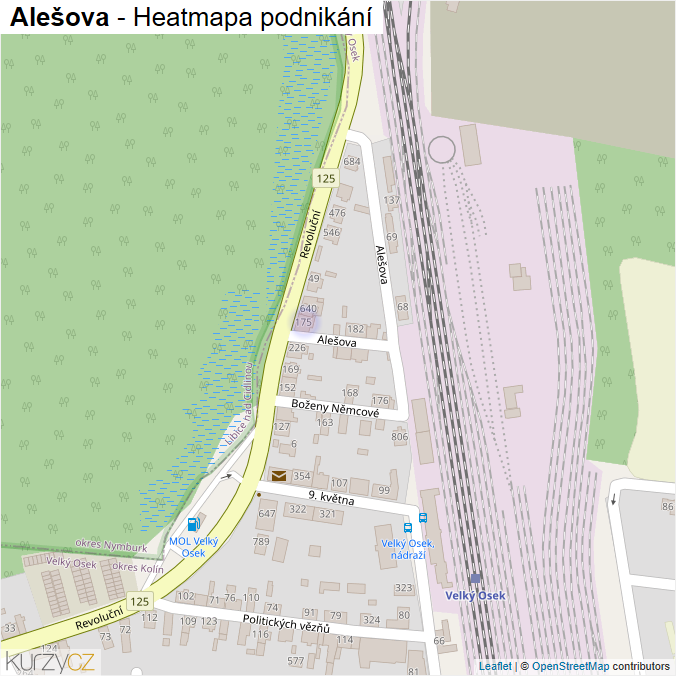 Mapa Alešova - Firmy v ulici.
