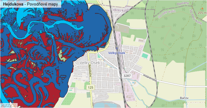 Hejdukova - záplavové mapy stoleté vody