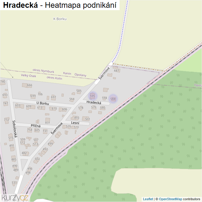 Mapa Hradecká - Firmy v ulici.
