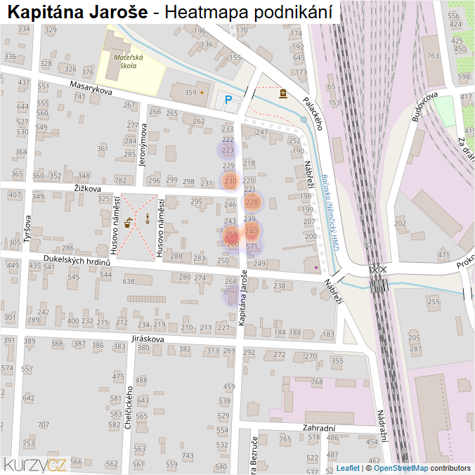 Mapa Kapitána Jaroše - Firmy v ulici.