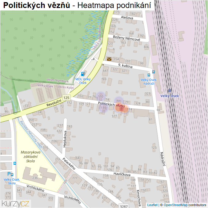 Mapa Politických vězňů - Firmy v ulici.