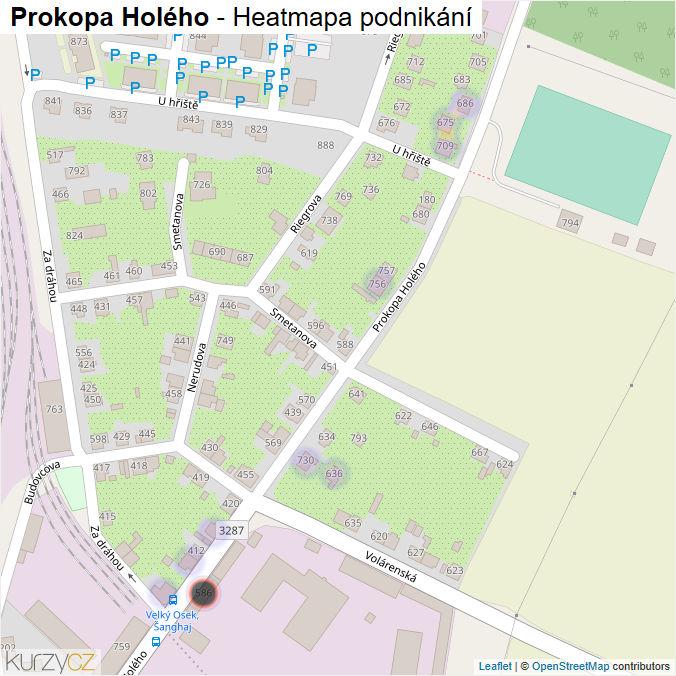 Mapa Prokopa Holého - Firmy v ulici.
