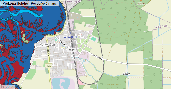 Prokopa Holého - záplavové mapy stoleté vody