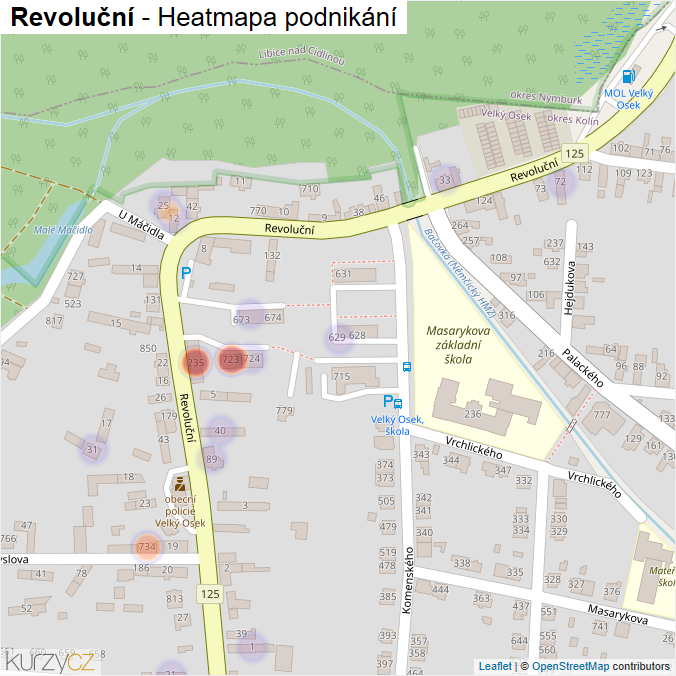 Mapa Revoluční - Firmy v ulici.
