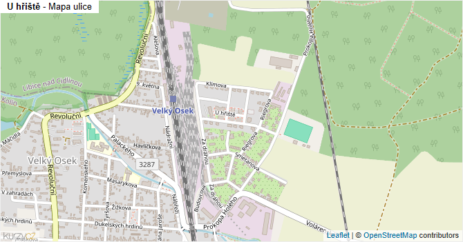 U hřiště - mapa ulice