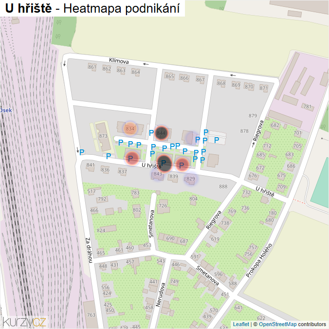 Mapa U hřiště - Firmy v ulici.