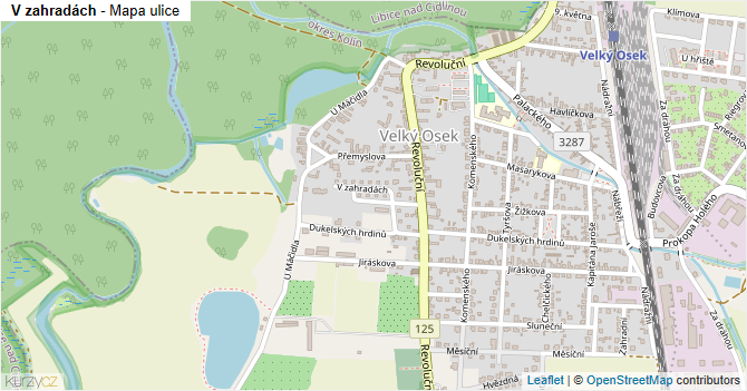 V zahradách - mapa ulice