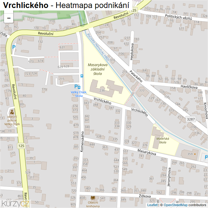 Mapa Vrchlického - Firmy v ulici.