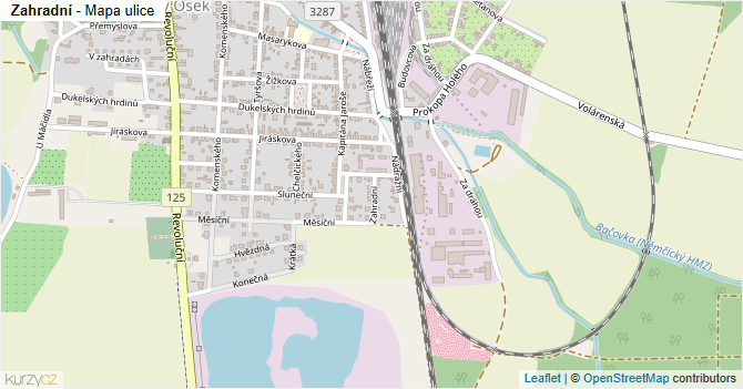 Zahradní - mapa ulice