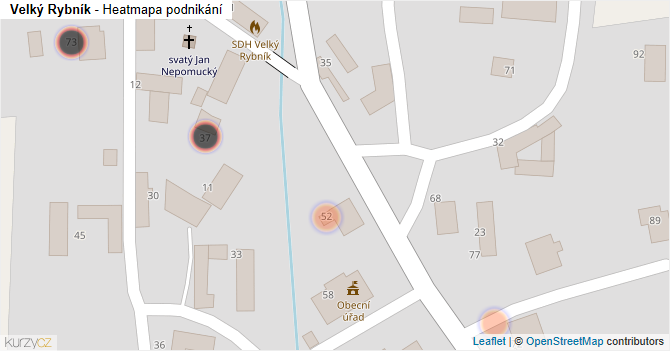 Velký Rybník - mapa podnikání