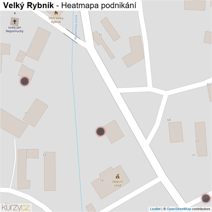 Mapa Velký Rybník - Firmy v obci.