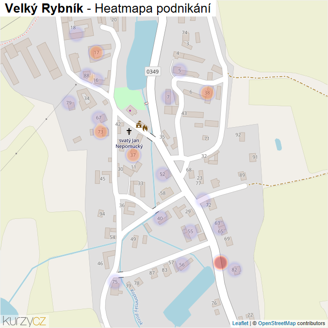 Mapa Velký Rybník - Firmy v části obce.