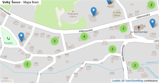 Velký Šenov - mapa firem